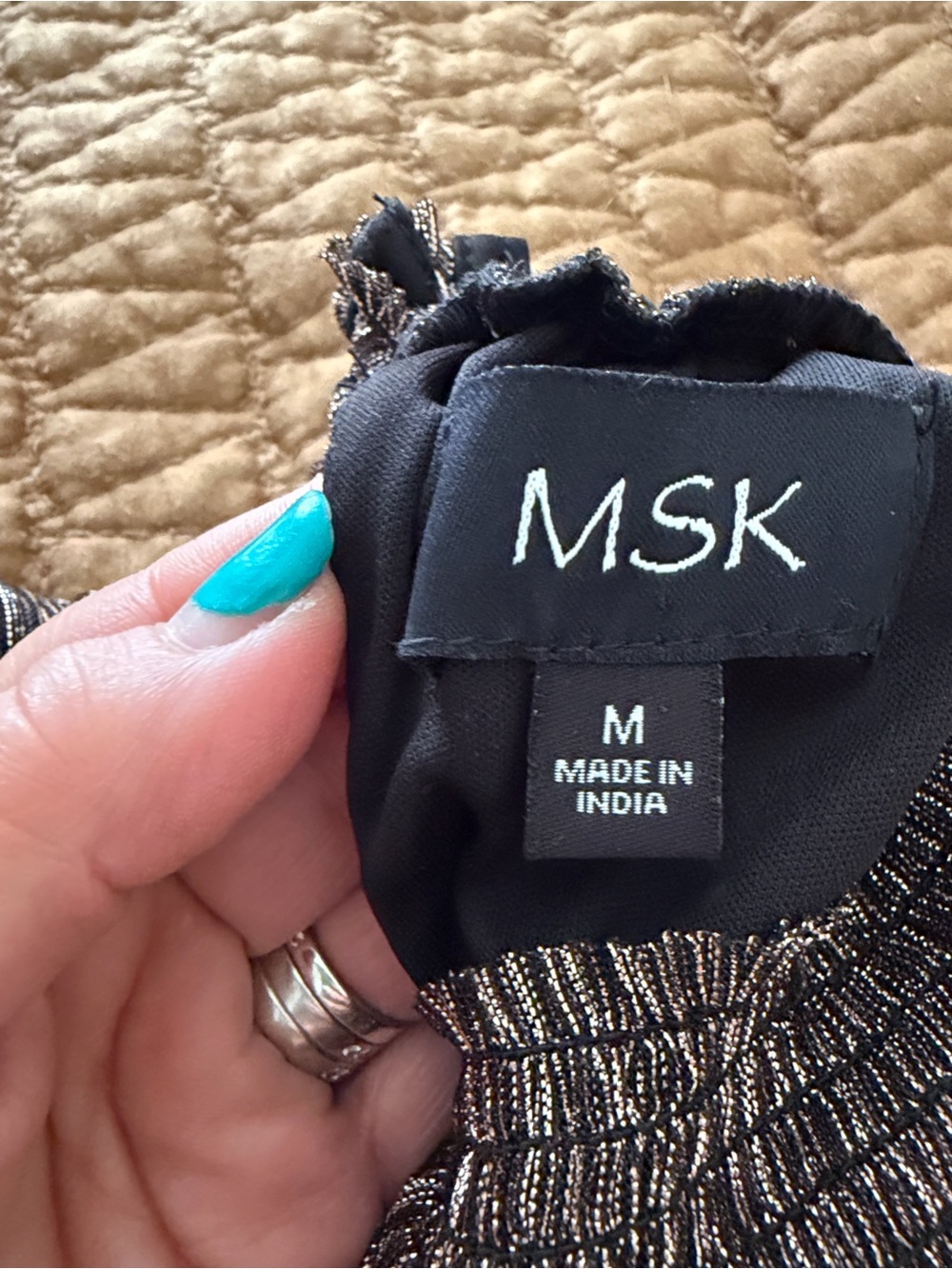 MSK Sleeveless Metallic Bronze Tiered Dress - Picture 3 of 5
